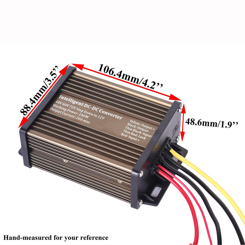 [AUSTRALIA] - Pro Chaser DC-DC 72V 60V 48V Volt Voltage to 12V Step Down Voltage Reducer Regulator 180W 15A for Scooters & Bicycles Golf cart (20A 240W) 20A 240W 