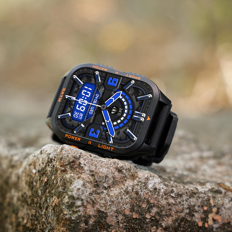 Military Smart Watches for Men (Answer/Make Call) 1.96" HD Big Screen | Rugged Tactical Smartwatch with LED Flashlight/880mAh/3ATM Waterproof/HR/Sleep Monitor, Fitness Tracker for iPhone Android Black