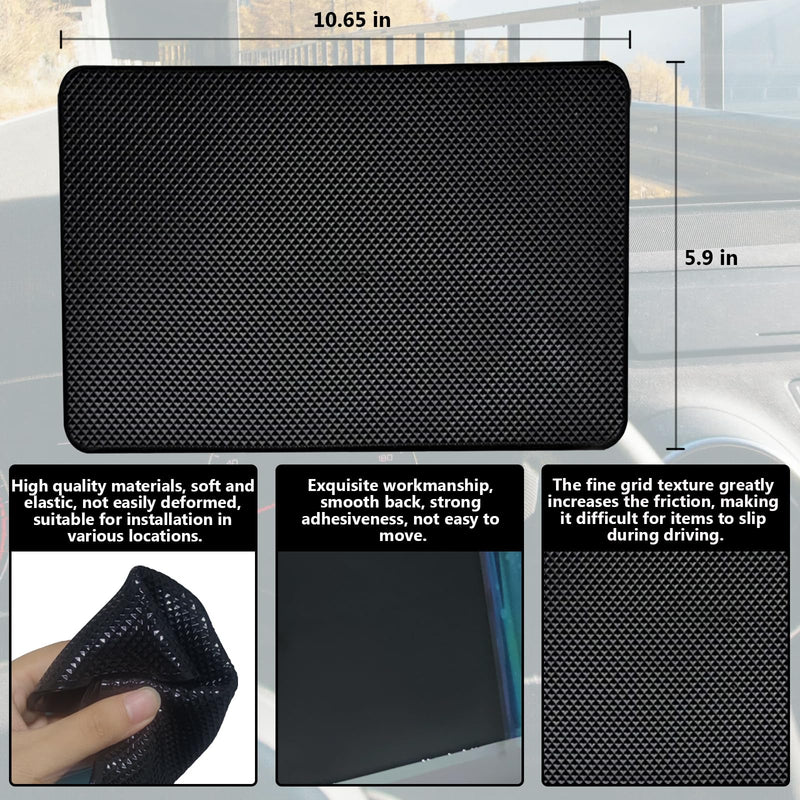 Car Dashboard Anti-Slip Mat, 10.6”x 5.9” Anti-Slip Sticky Pad for Car Dashboard, Non-Slip Mat for Phones, Sunglasses, Electronics & Accessories – Reusable Sticky Dash Fix, Heat-Resistant, No Residue