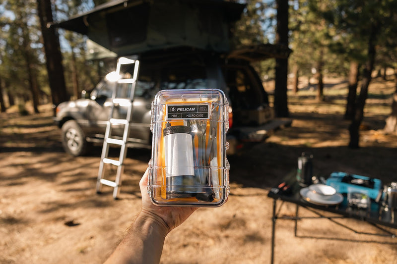 Pelican M50 Micro Case - Waterproof Case (Dry Box, Field Box) for iPhone, GoPro, Camera, Camping, Fishing, Hiking, Kayak, Beach and More (Blue/Clear) Blue/Clear