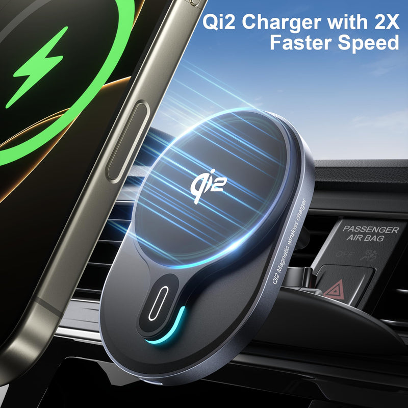 HURMAI for Qi2 CD Car Mount Charger 15W MagSafe Wireless Charger for iPhone | For Qi2 15W MagSafe wireless charge. CD slot mount. For iPhone 17-12 & Galaxy S25. Magnetic hold for bumpy roads.