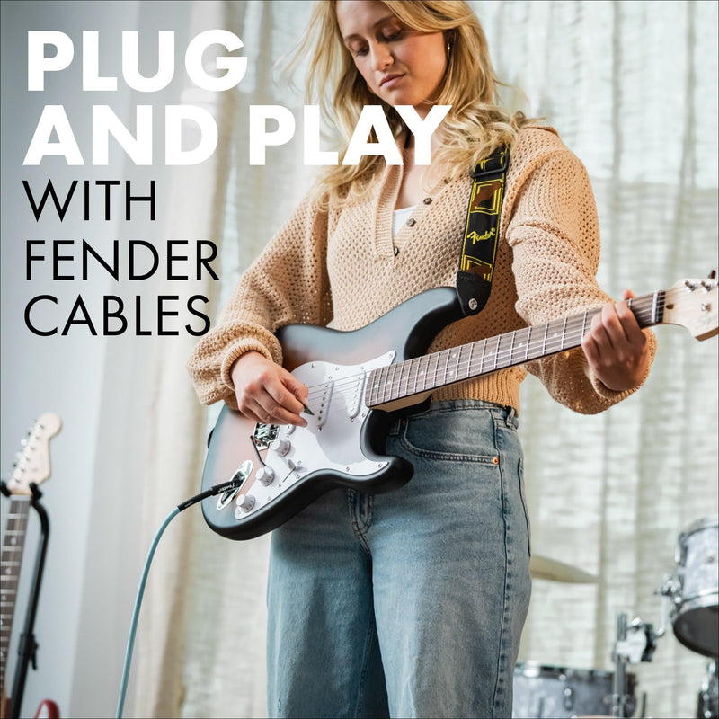 Fender Professional Series Tweed Instrument Cable, Guitar Cable, Stocking Stuffers, Guitar Accessories with 1-Year Warranty, Straight/Straight, Anti-Kinking Design, Daphne Blue, 18.6ft