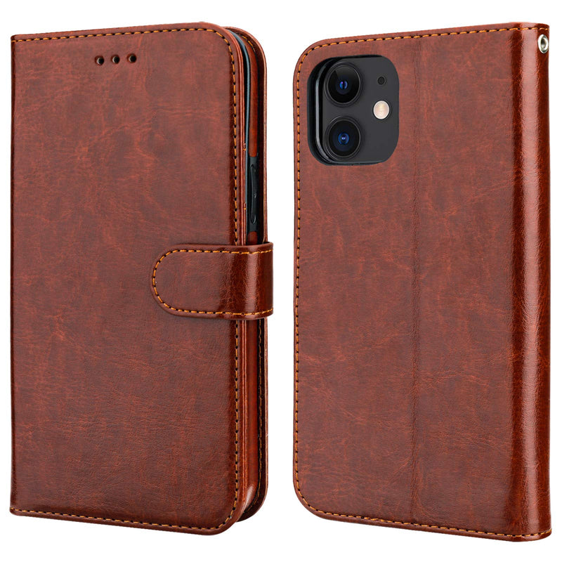 Bocasal iPhone 11 Wallet Case with Card Holder PU Leather Magnetic Detachable Kickstand Shockproof Wrist Strap Removable Flip Cover for iPhone 11 6.1 inch (Brown) Brown