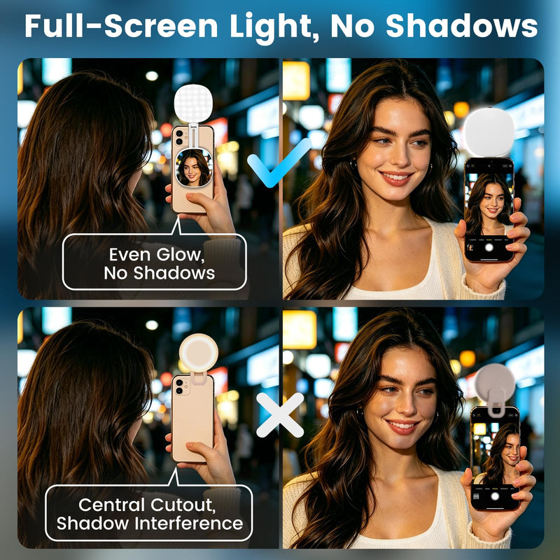 SJZXVZ Magnetic Selfie Light, 3-Mode Phone Light Compatible with Phone Magsa for Selfies/Photography/TikTok/Zoom Calls/Video Conference, Long-Lasting & Rechargeable, CRI97 White