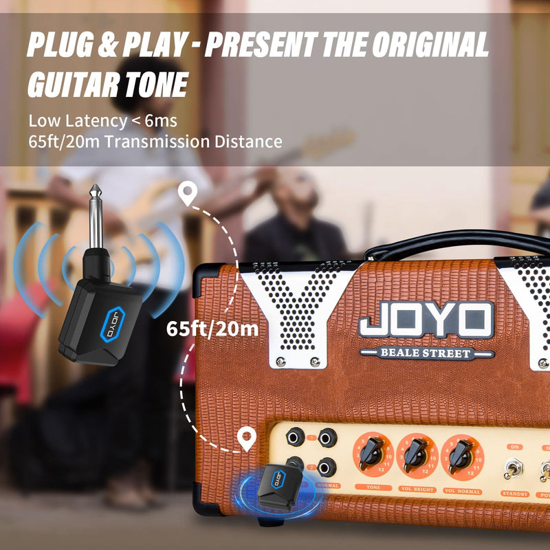 [AUSTRALIA] - JOYO Wireless Guitar System 5.8GHz Wireless Guitar Transmitter Receiver with Charging Box 4 Signal Channel for Guitar Bass Electric Instruments (JW-06) 5.8Ghz with Charging 