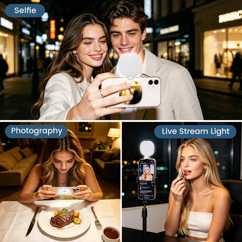 SJZXVZ Magnetic Selfie Light, 3-Mode Phone Light Compatible with Phone Magsa for Selfies/Photography/TikTok/Zoom Calls/Video Conference, Long-Lasting & Rechargeable, CRI97 White