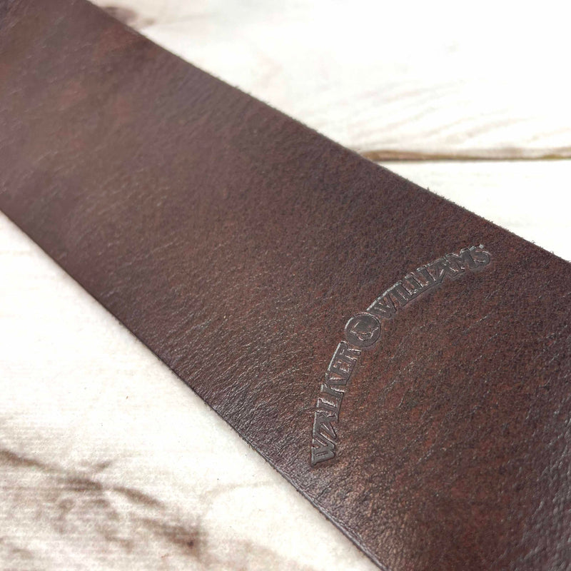 Walker & Williams S-05 Dark Walnut Brown Full Grain Extra Thick Soft Italian Leather Rugged Finish Guitar Strap