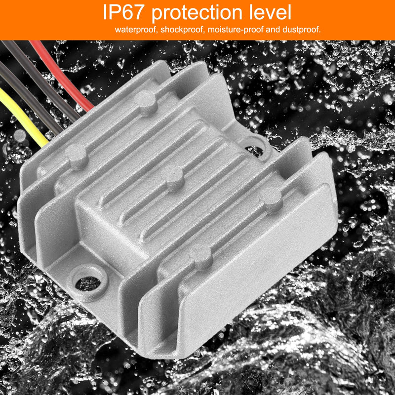 QUARKZMAN DC 12V/24V to DC 6V Voltage Converter 6A 36W Step Down Converter Voltage Reducer IP67 Waterproof Transformer Power Supply Module Power Adapter for Car Truck Solar System