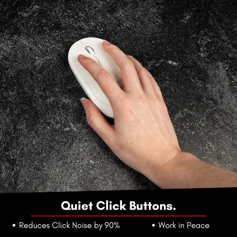 Macally Wireless Bluetooth Mouse for Mac, MacBook Pro / Air, iPad, and PC - Quiet Click and Comfortable Wireless Mouse - Compatible Wireless Apple Mouse - White Laptop Mouse Bluetooth