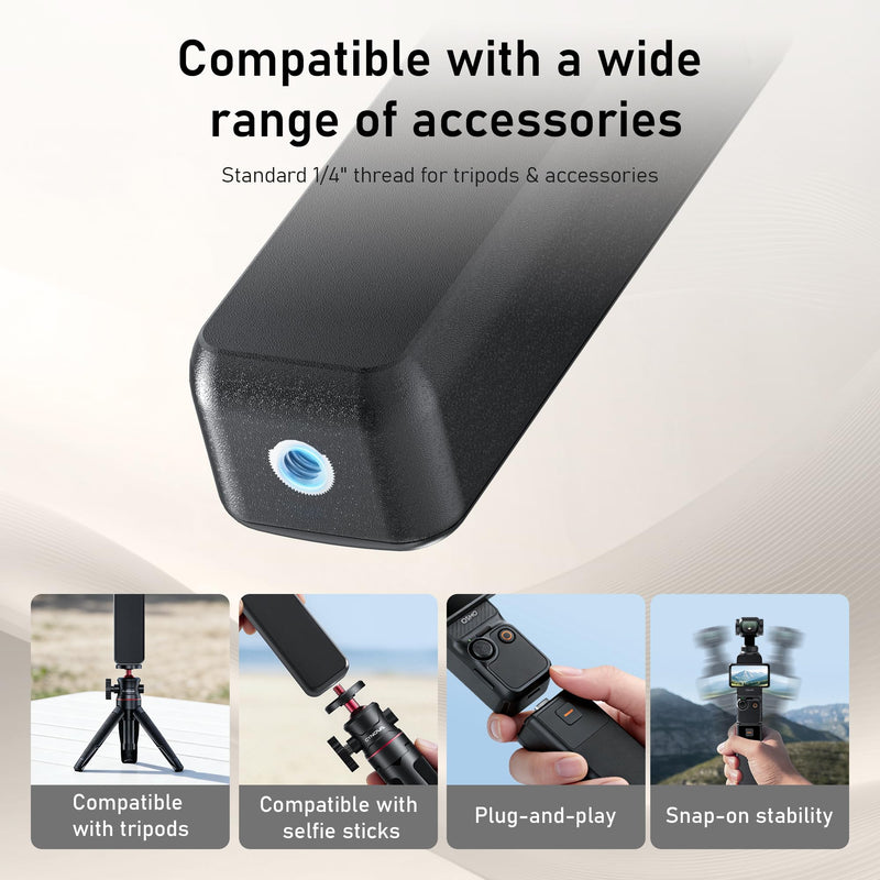 [AUSTRALIA] - CYNOVA Osmo Pocket 3 Battery Handle for DJI Osmo Pocket 3 Accessories, Pocket 3 Battery Grips Compatible with Xtra Muse, 5000mAh 22.5W Fast Charging Power and Reserved 1/4”Thread 