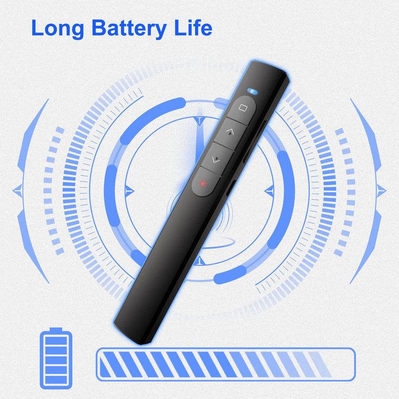 Presentation Clicker Wireless Presenter Remote, PowerPoint Clicker with Laser Pointer, Clickers for Presentations Slide Advancer with Volume Control for Mac/Laptop/Computer, USB Remote, Plug and Use Battery