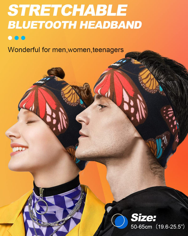 [AUSTRALIA] - LC-dolida Sleep Headphones Headband Bluetooth 5.4, Headband Earphones Wireless with USB C Charge Port, Sleep Mask for Sleeping, Sports, Gifts, Workout, Jogging, Yoga, Insomnia, Air Travel, Meditation Artistic Butterfly 