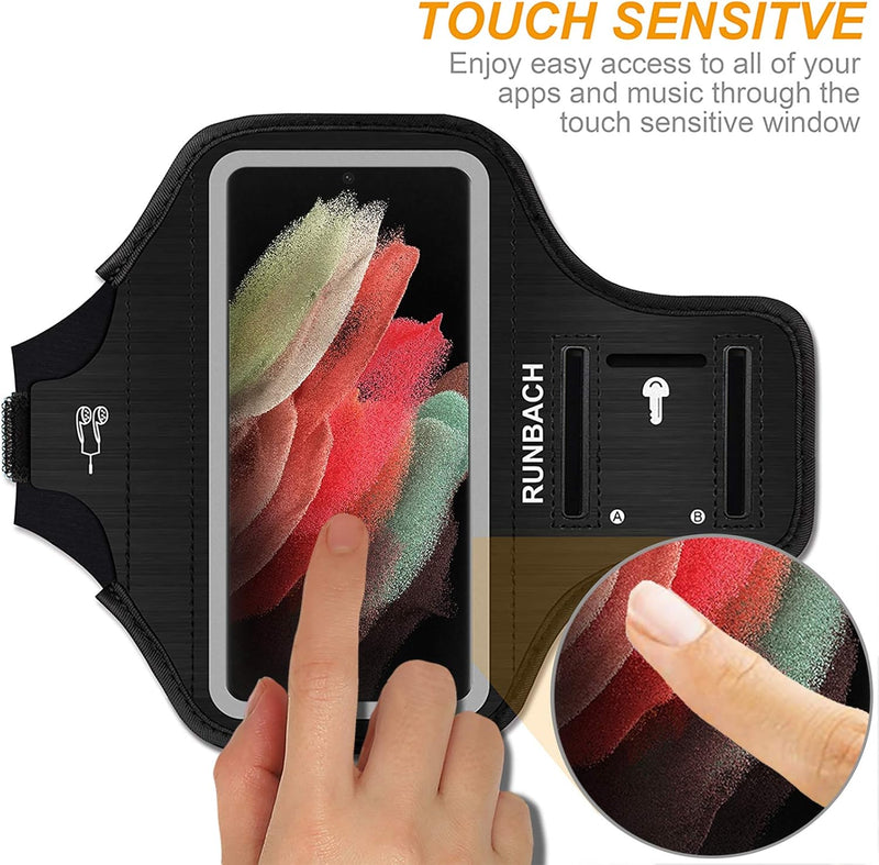 Galaxy S24 Ultra, S23 Ultra, S22 Ultra, S21 Ultra Armband, JEMACHE Gym Workouts Running Arm Band for Samsung Galaxy S20/S21/S22/S23/S24 Ultra 5G (Black) Black