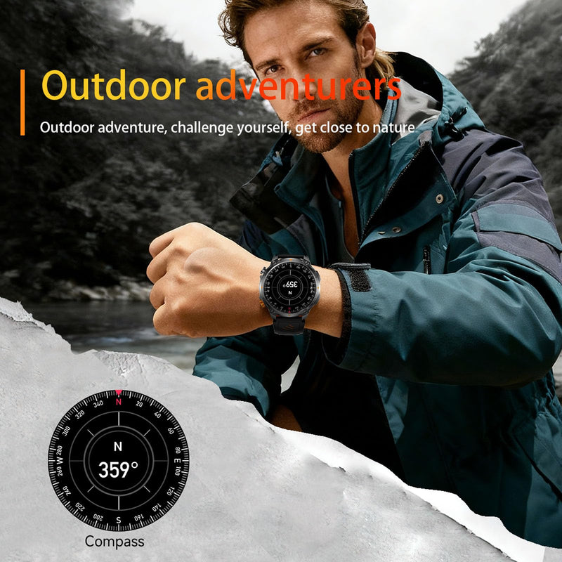 MIlitary Smart Watch with Compass/Flashlight for Android & iPhone (2 Bands) | 100 Days Battery/IP68 Waterproof, Answer/Make Calls, 1.7" HD Fitness Tracker Watch with Sleep/Heart Rate Monitor for Men