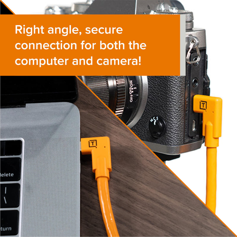 TetherPro USB-C to USB-C, 5Gbps Gen 1 | Right Angle to Right Angle | Fast Reliable Data Transfer | For Photographers & Digital Techs | 1-Year Cable Warranty