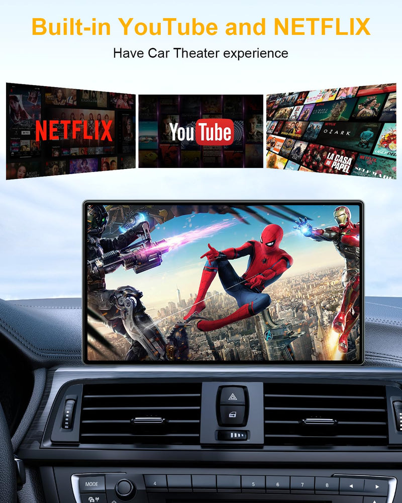5-in-1 Android Auto Wireless Adapter and Apple CarPlay Adapter, Wireless Carplay Adapter with Netflix YouTube TF Card, Magic Ai Box for OEM Wired iPhone Car Play Cars, Plug & Play, Easy Setup Obsidian