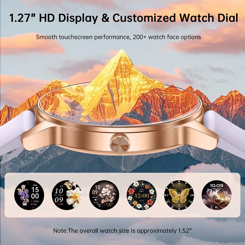 Smart Watch for Women(Answer/Make Calls), 1.27" HD Screen Fitness Tracker with Heart Rate/Sleep Monitor, 130+ Sport Modes IP68 Waterproof Activity Tracking, Smartwatch for Android Phones iPhone Rose Gold