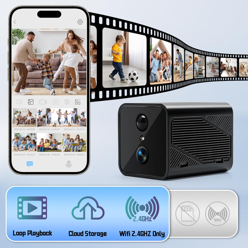 Spy Camera - 2K Hidden Camera with Long Battery Life & AI Motion Detection, Wireless Small Cameras Hidden with Mic and Speaker for Home, No SD Card Support