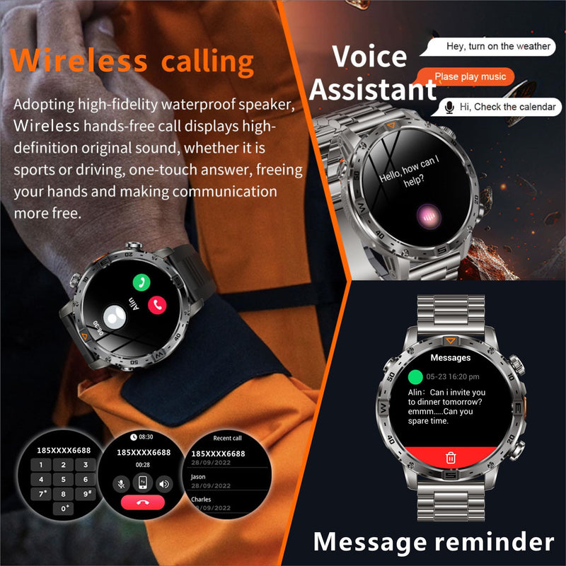 Smart Watch for Men,1.7" HD Touchscreen Fitness Tracker with Bluetooth Calling, Fitness Watch with Heart Rate/Sleep Monitor/100+ Sports, IP68 Waterproof Smartwatch for Android iOS (Silvery) Orange