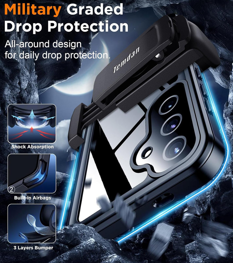 Compatible with Samsung Galaxy S25 Case Waterproof with Belt Clip Holster, Built-in Lens & Screen Protector Military Grade Shockproof Dropproof IP68 Underwater Full Body Phone Case