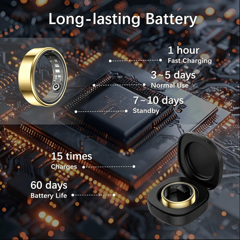Smart Health Ring, Featuring Stress and Sleep Monitoring Functions, Compatible with iOS and Android,Waterproof Fitness Tracker for Women & Men, No Subscription Fee. (Silver, 8) silver 8#