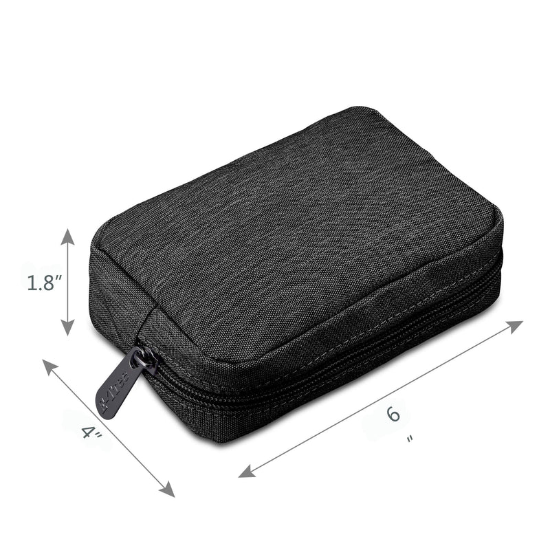 E-Tree 7 inch Canvas Zippered Small Bag, Mini Travel Makeup Carrying Case, Cosmetic Bag, Portable Electronics Accessories Organizer, Tiny Coin Purse Wallet, Little Pouch for Little Items, Black 6" X 1.8" X 4"