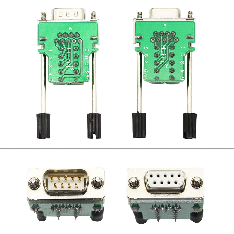 SinLoon DB9 Connector Adapter RS232 Serial Port D-SUB Adapter Plate Breakout Board Solder-Free (1-Pair Male+Female with Screwdriver ，White Rubber Core)