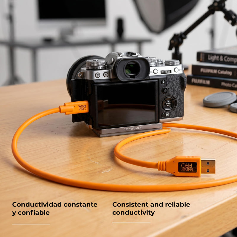 Tether Tools TetherPro USB 3.0 USB-C Cable | For Fast Transfer and Connection Between Camera and Computer | Non-Reflective Black | Fast Reliable Data Transfer Orange