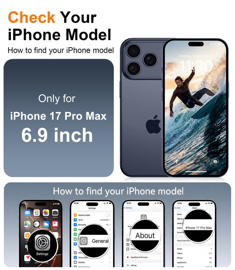 Red2Fire Compatible with iPhone 17 Pro Max Case Waterproof Magnetic Built-in Screen & Camera Protector IP68 Underwater Full Body 17FT Military Dropproof Shockproof Translucent Matte Phone Case for iPhone 17 Pro Max 6.9" Black