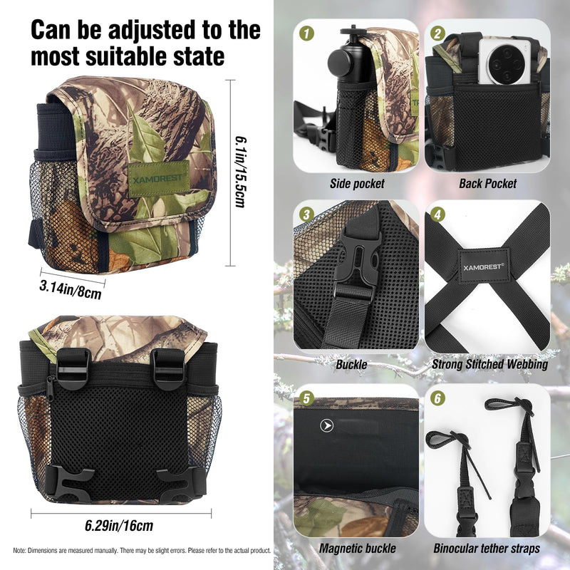 Universal Binocular Case, Binocular Harness for Hunting Case with Adjustable Shoulder Straps 2 Mesh Pockets for Hiking, Hunting, Backpacking, Outdoor Travel GREEN