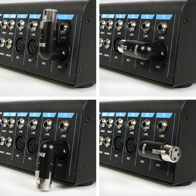 [AUSTRALIA] - LyxPro XLR Angle Adapter Dual Male and Female can be positioned to 4 Different Angles Right Left and 90 Degree Great for Mixers That Interfere with Other Applications - 3 Pack 