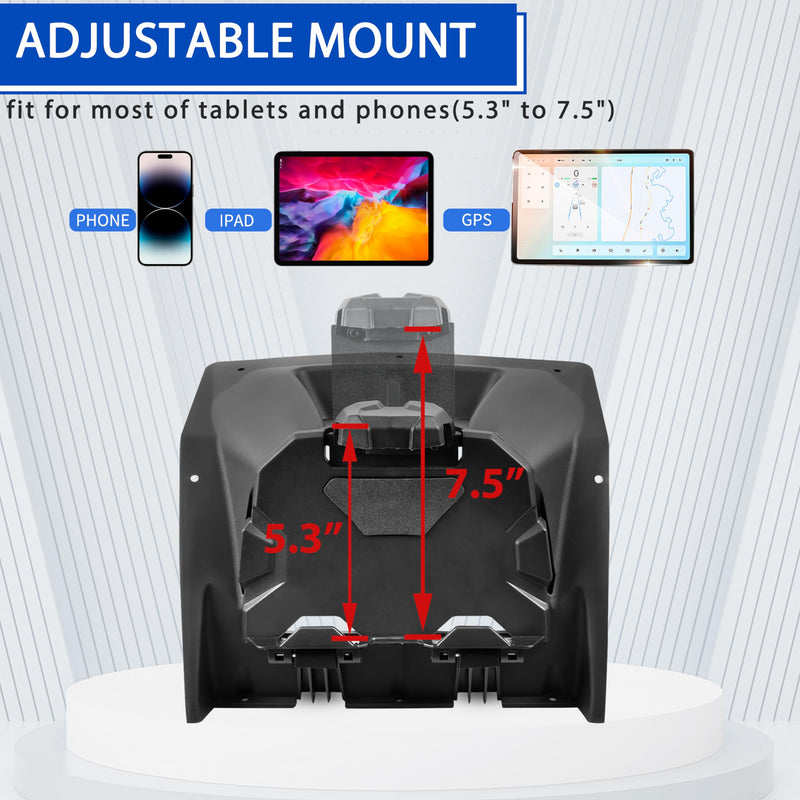 Tablet Holder for Yamaha RMAX2 / RMAX4 1000 2021-2023, Black, Portable Electronic Device Mount, Compatible with Smartphones | Adjustable Navigator Mount, Extra Storage Box, Matte Black, Portable Ipad Mount Holder, Durable PP Plastic, Easy Installtion