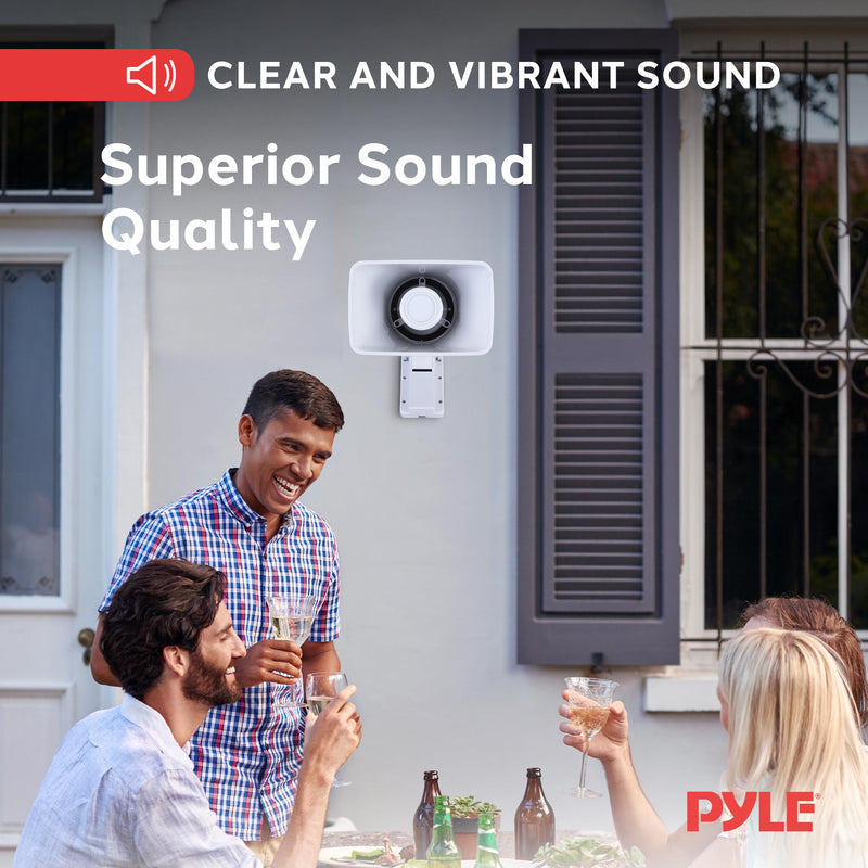Pyle Indoor / Outdoor PA Horn Speaker - 6” Portable PA Speaker With 8 Ohms Impedance & 50 Watts Peak Power - Mounting Bracket & Hardware Included - Pyle PHSP4 White