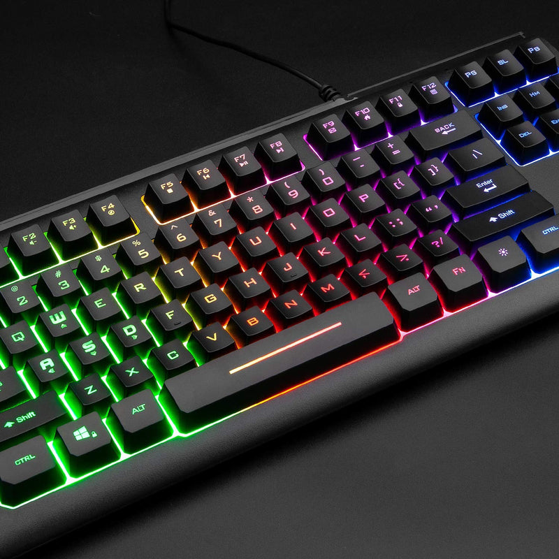 Rii Primer RGB Compact Gaming Office Keyboard RK104,Backlight Keyboard,Small 87 Keys No Number Pad Keyboard for Windows PC Laptop Desktop