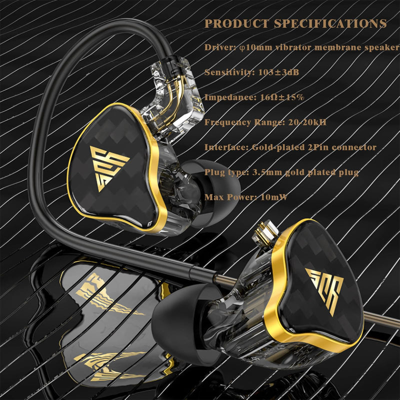FEDAI 820 in Ear Monitor Headphones, HiFi Stereo IEM Earphones, Noise Isolating Professional Earbuds,Dynamic Dual Driver Wired Earbuds with Detachable Cable, Noise Canceling Headset (Black,with Mic) With mic Black
