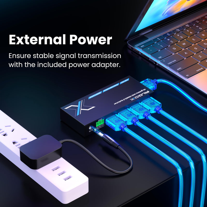 [AUSTRALIA] - 4K@60Hz HDMI Switch 4 in 1 Out 1080P@120Hz HDMI Switcher 4 Ports Selector with Remote Support 18Gbps HDR 10+ Dolby Vision/Atmos HDCP 2.2, RS232 Control 4K@60Hz Switcher 4X1 