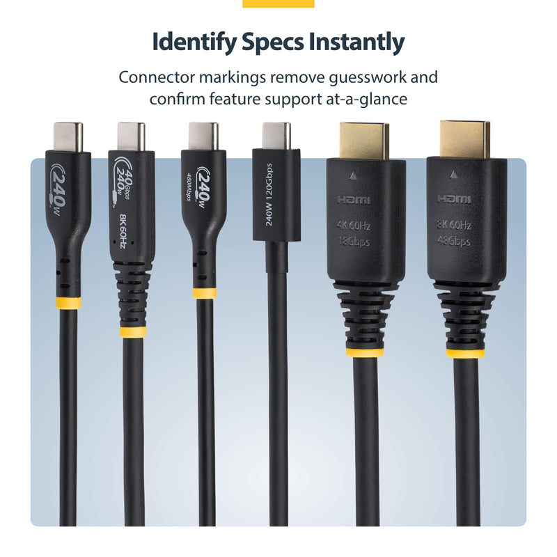 StarTech 15ft Ultra High Speed HDMI Cable, 8K 60Hz, HDR10+, 48Gbps | 8K 60Hz/4K 120Hz, HDMI 2.1 Cord with HDR10+ / eARC, Certified, HDMI21-CBL-8K60-15F 15 ft