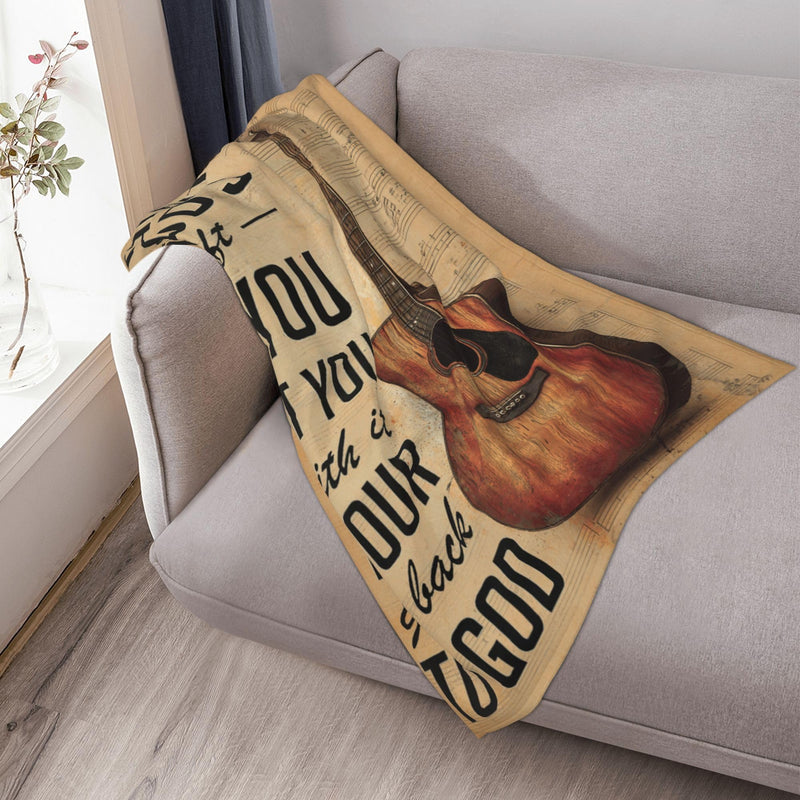Guitar Blanket Warm Plush Flannel Music Christian Inspirational Scripture Throw Blanket Super Soft Fleece Cozy Fuzzy Guitar Stuffed Blanket Religious Bible Verse Gifts for Kids Teens Adults 40"X50" 40 X50 inch