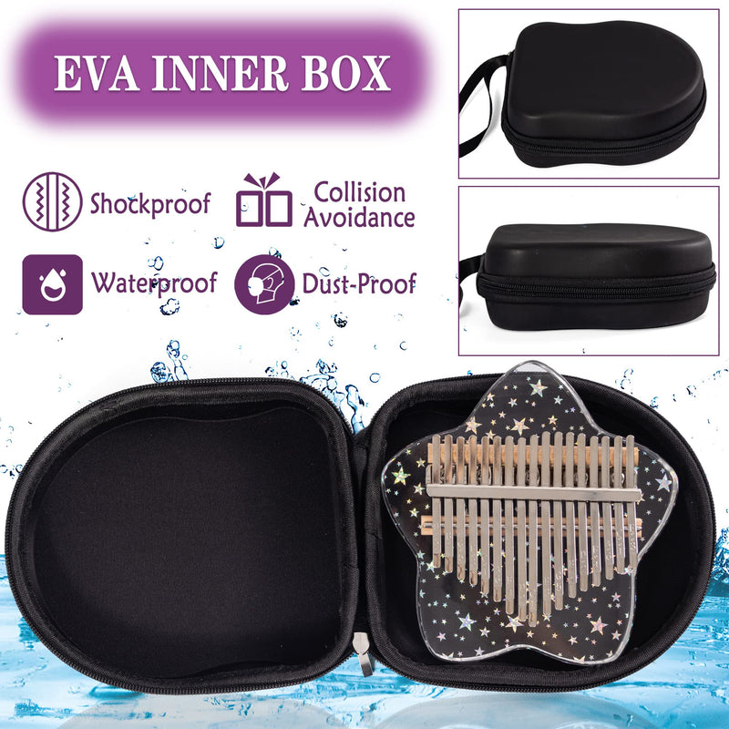 [AUSTRALIA] - Cute Kalimba Thumb Piano 17 Keys-Star Crystal Acrylic Finger Piano-Portable Mbira Musical Instruments Cute Christmas Gift with Tune Hammer and Study Instruction for Adults Beginners Star 