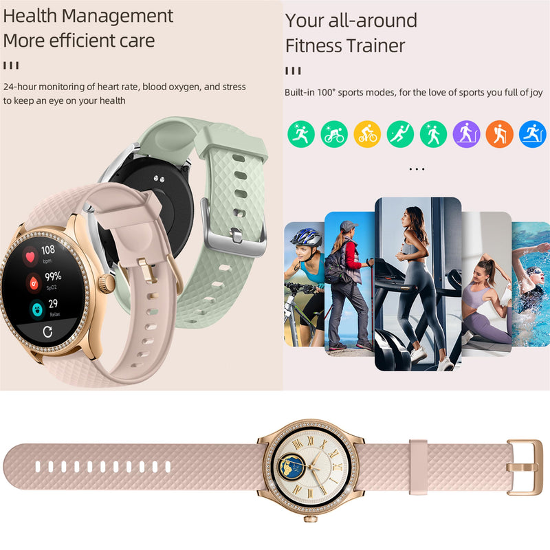 Smart Watch (Answer/Make Calls) for Women with Alexa Built-in, Smartwatch for Android iPhone, 1.38" Activity Tracker with Heart Rate Sleep SpO2 Monitor, 100+ Sports IP68 Fitness Tracker (Rose Gold) Rose Gold