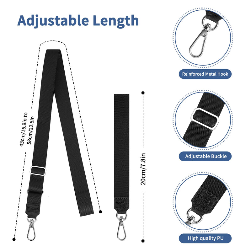 CACOE Phone Lanyard 2 Pack-1× Adjustable Neck Strap,1× Wrist Strap,2× Pads,Multifuctional Universal Crossbody Cell Phone Lanyards,Compatible with Most Smartphones(Black) Black
