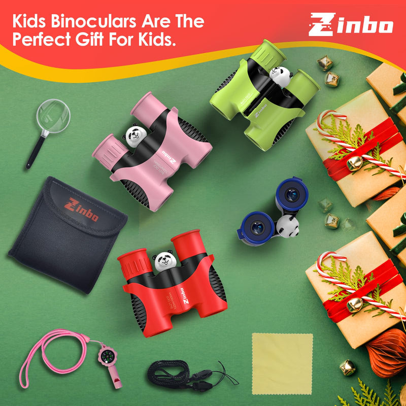 [AUSTRALIA] - Binoculars for Kids 8x21 High-Resolution Real Optics with Magnifying Glass & Whistle Compass, Kids Binoculars for 3-12 Years Boys and Girls, Best Kids Toys for Outdoor Bird Watching, Hiking, Travel Red 