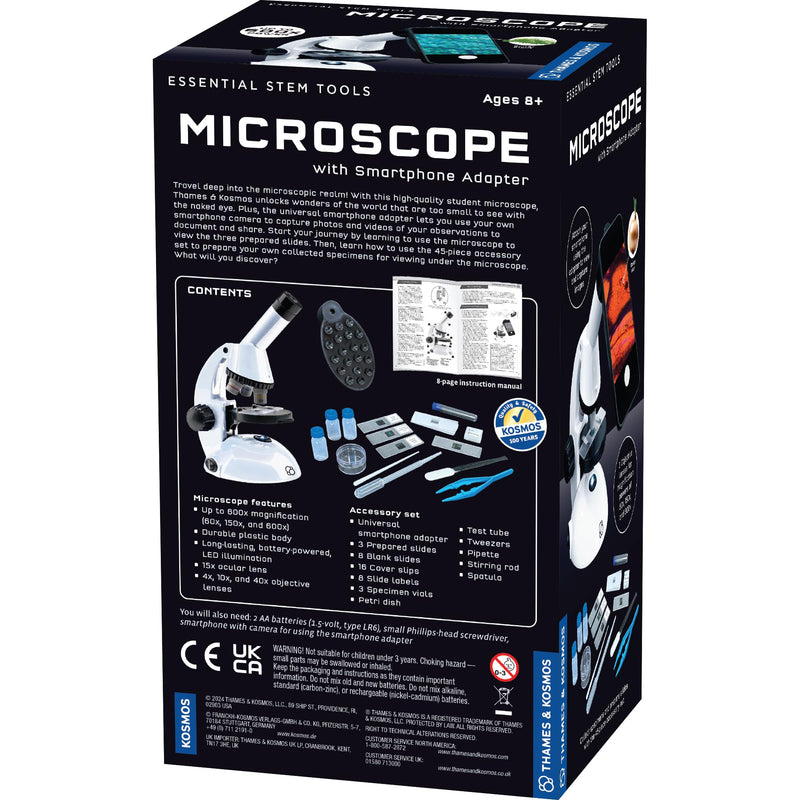 [AUSTRALIA] - The Thames & Kosmos Microscope Essential STEM Tool with Smartphone Adapter to Capture & View Microscopic Images, Entry-Level Student Science Device, 60x to 600x Magnification & 45 Accessories 