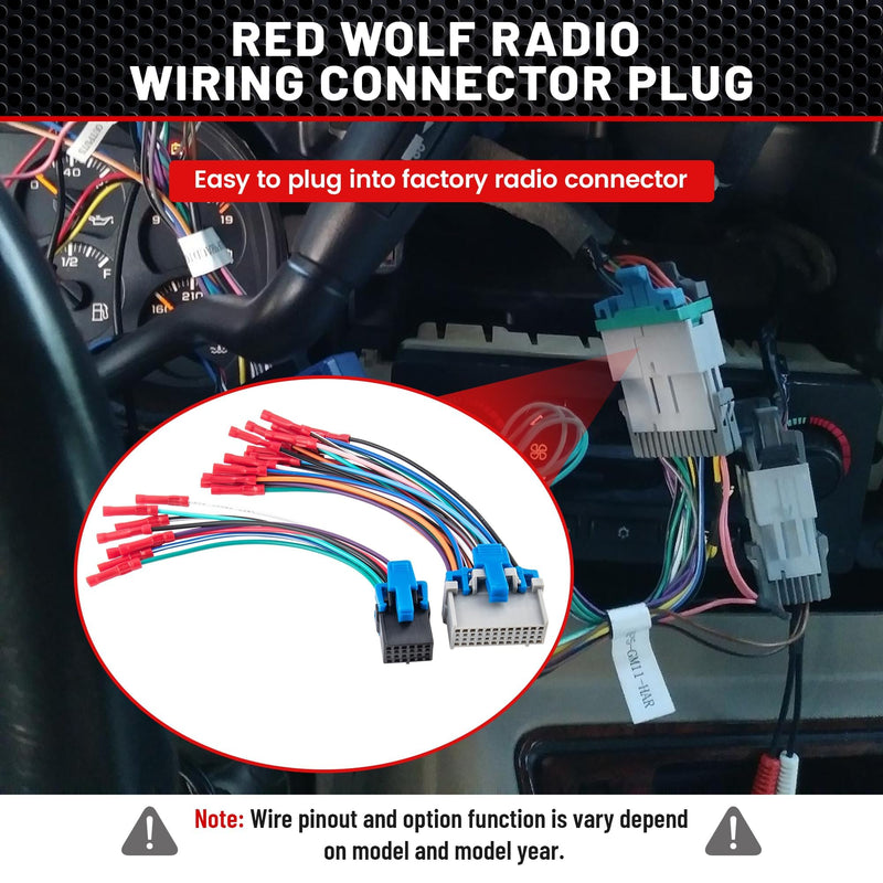 RED WOLF Car OE Radio Reverse Wiring Harness Fit for 2002-2007 GM GMC Sierra Chevy Silverado Buick Cadillac Pontiac Replace Factory Stereo Wire w/Connector Butt