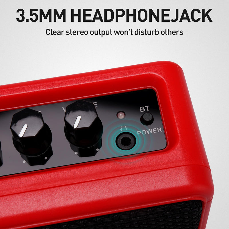 [AUSTRALIA] - EROK Mini Electric Guitar Amplifier, with Clean Overdrive Effects,Support BT/Headphone Connection,5W Indoor Music Pratice Speaker (Red) Red 