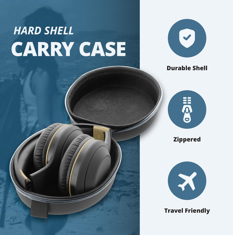 SENTRY OSH Over Ear Bluetooth Wireless Headphones, Active Noise Canceling -20dB Reduction, 22 Hour Battery Life, Control Buttons, Built in Microphone, USB C Charging and Carrying Case Included Black