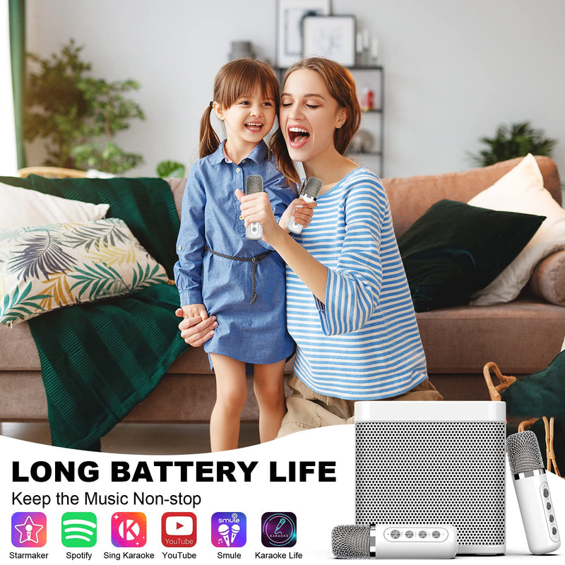 FULLIFE Karaoke Machine for Adults/Kids, 3000mAh Portable Bluetooth Karaoke Speaker with 2 Wireless Microphones, HD Karaoke PA System with Echo/Vocal Cut, Supports TF/USB/AUX-in, for Home Parties