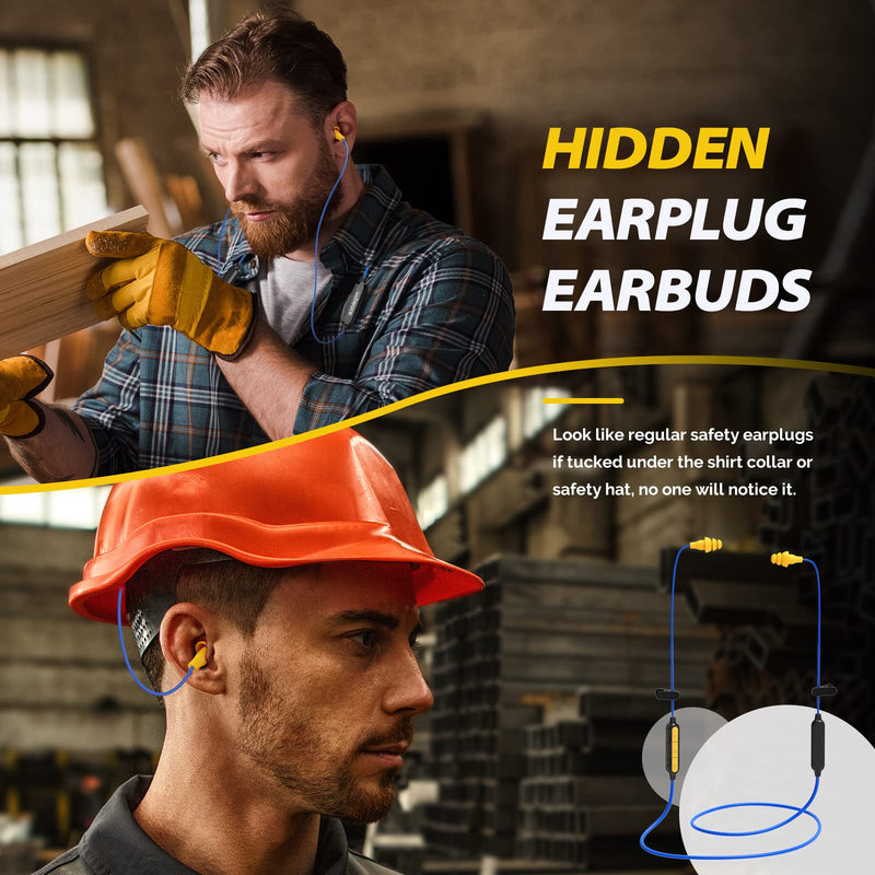 MIPEACE Bluetooth Work Earplugs Headphone,Wireless in-Ear Noise Isolating Earbuds,29dB Noise Reduction Headphone with Control,19+ Hours Battery for Lawn Mowing Safety Industrial Construction(Black) Black