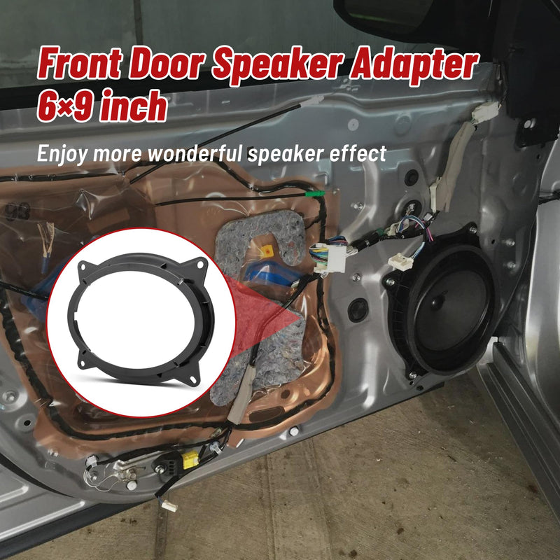 [AUSTRALIA] - RED WOLF 6" x 9" Front Door Speaker Mount Adapter Fit for 2012 Up Toyota Camry Highlander Tacoma Kluger Sienna Avalon Install Aftermarket Audio Speaker Spacer Ring Bracket Holder 2 PCS 