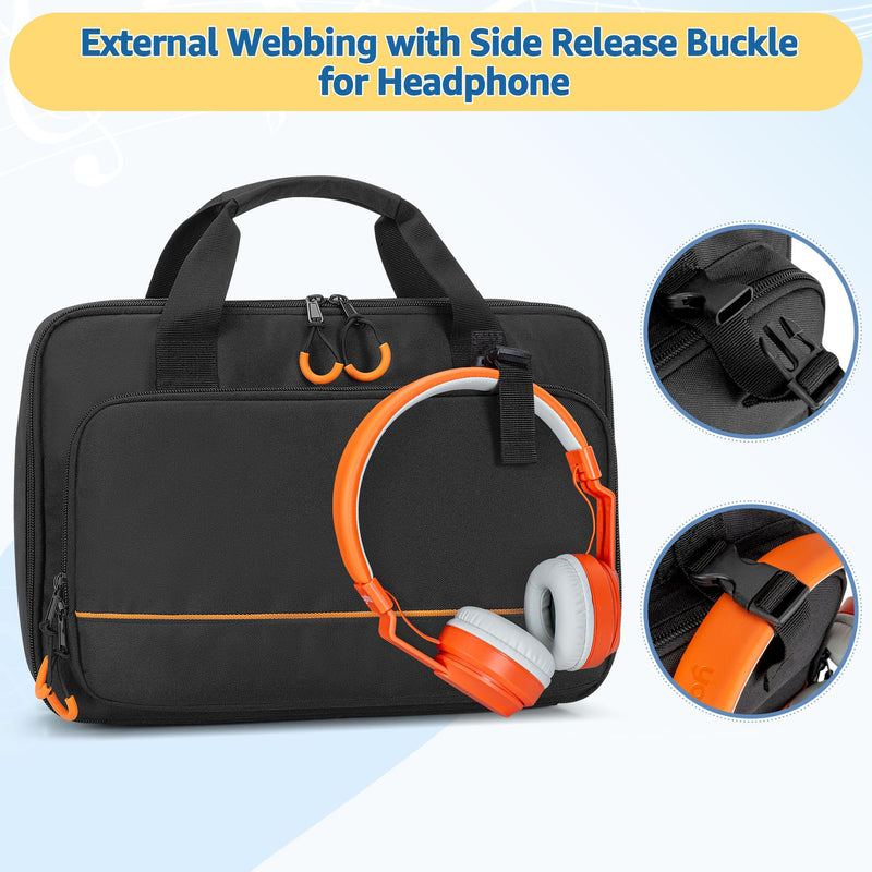 Padded Carrying Bag Compatible with VTech Kidi Star DJ Mixer/Kidi DJ Mix, Small DJ Mixer Storage Bag with Accessory Pockets for Cable, User Guide, Batteries or Other Accessories - Empty Bag Black
